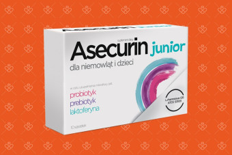 Asecurin Junior, 10 saszetek, probiotyk od 1. dnia życia