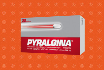 Pyralgina 500 mg, 20 tabletek, na silny ból i gorączkę